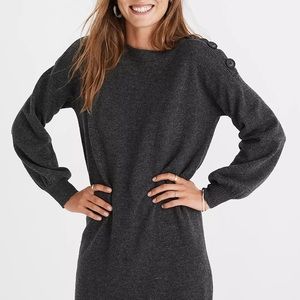 Madewell Boatneck Button-Shoulder Sweater-Dress